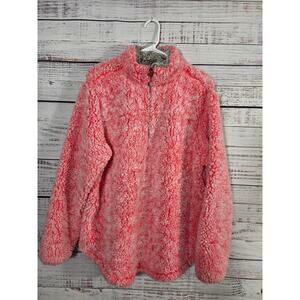 Simply Southern Women's XL Sherpa Fleece Pullover Pink Coral Quarter Zip